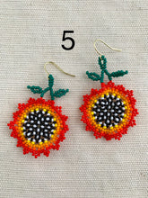Load image into Gallery viewer, Huichol Beaded Earrings-Flower w/leaves
