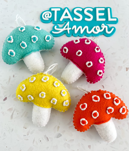 mushroom embroidery tassel bookmark — rikrack